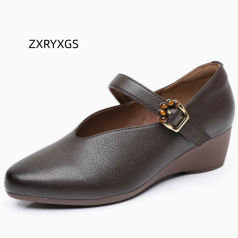 ZXRYXGS 2026 Spring Pointed Tip Sheepskin Leather Shoes Wedges Mid Heels Comfortable Elegant Fashion Shoes Woman New Plus Size
ZXRYXGS 2026 Spring Pointed Tip Sheepskin Leather Shoes Wedges Mid Heels Comfortable Elegant Fashion Shoes Woman New Plus Size