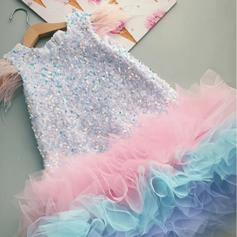 Baby Girl Princess Sequin Dress Feather Infant Toddler Child Teens Rainbow Vestido Party Pageant Birthday Baby Clothes 1-14Y
Baby Girl Princess Sequin Dress Feather Infant Toddler Child Teens Rainbow Vestido Party Pageant Birthday Baby Clothes 1-14Y