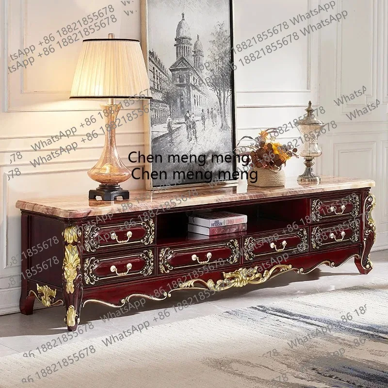 European all-solid wood marble surface small apartment living room carved TV cabinet coffee table combination furniture set
European all-solid wood marble surface small apartment living room carved TV cabinet coffee table combination furniture set