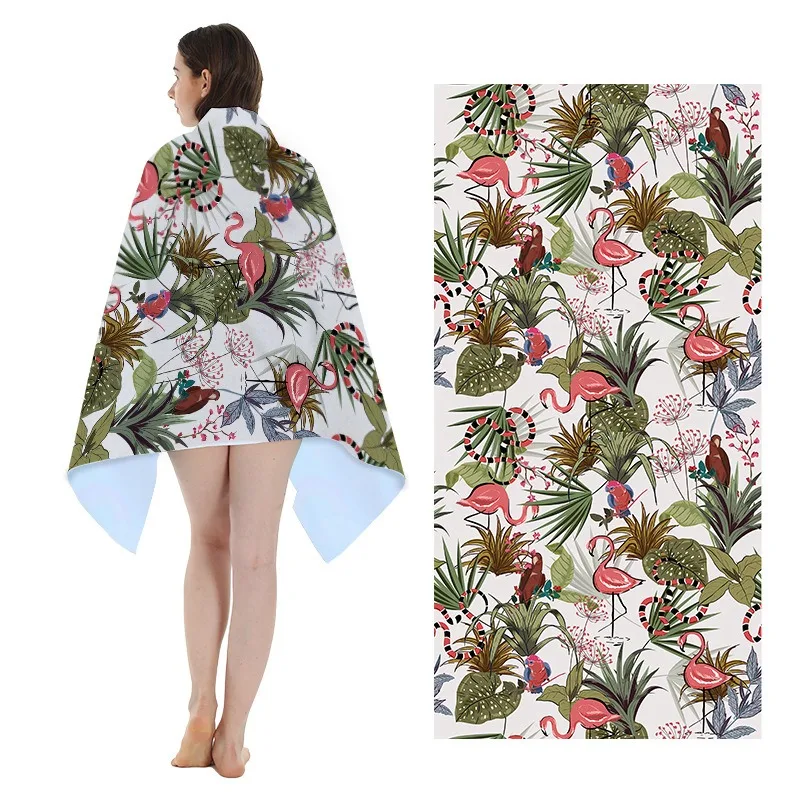 Tropical Jungle Flamingo Snake Print Polyester Beach Towel Botanical Leaves Quick Dry Bath Towel for Summer Swim Pool Vacation
Tropical Jungle Flamingo Snake Print Polyester Beach Towel Botanical Leaves Quick Dry Bath Towel for Summer Swim Pool Vacation