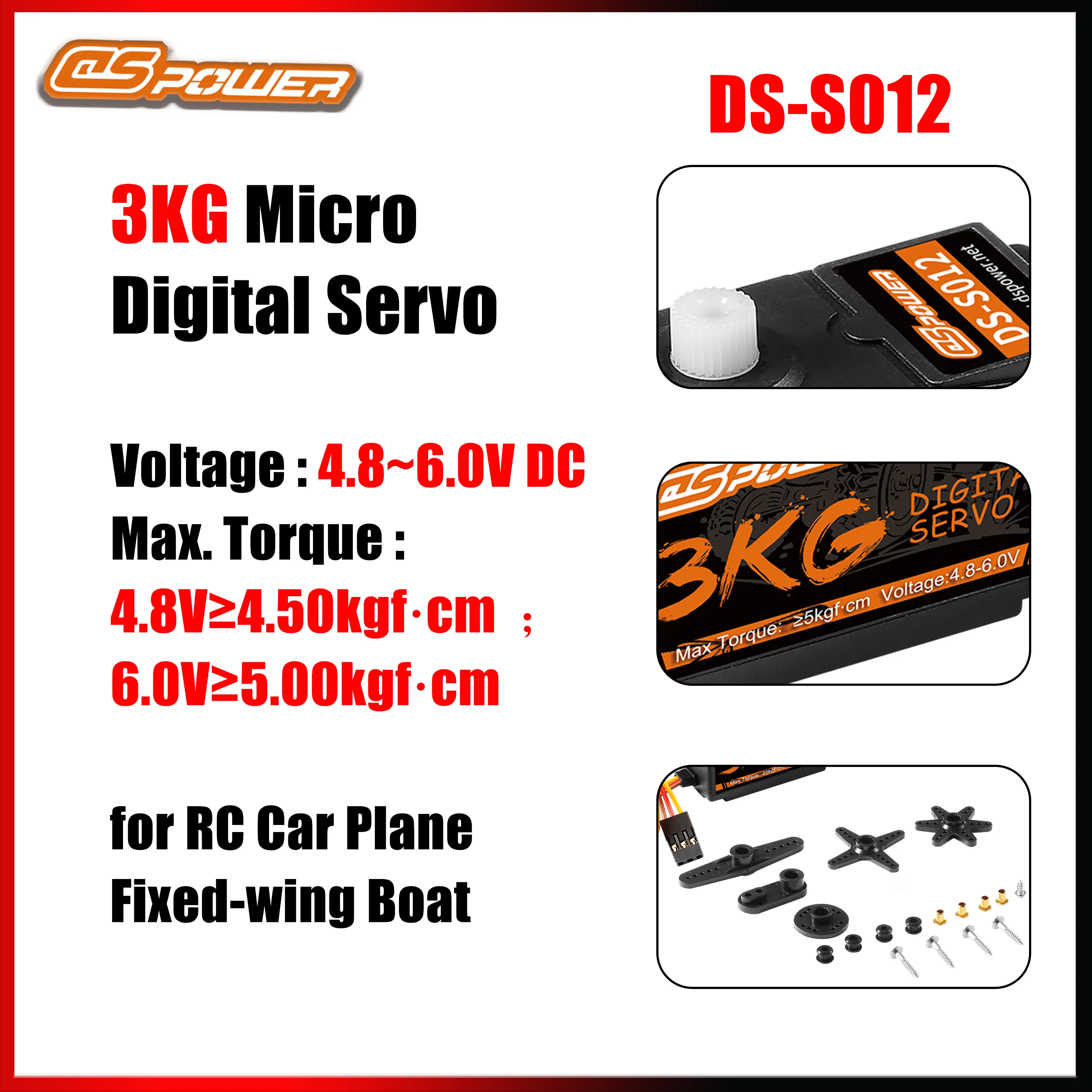 DSPWOER 3KG Digital Gear Waterproof Servo Motor 4.8~6.0V for RC Cars Trucks Boats Airplanes Drone Fixed-wing Vehicle Accessories
DSPWOER 3KG Digital Gear Waterproof Servo Motor 4.8~6.0V for RC Cars Trucks Boats Airplanes Drone Fixed-wing Vehicle Accessories