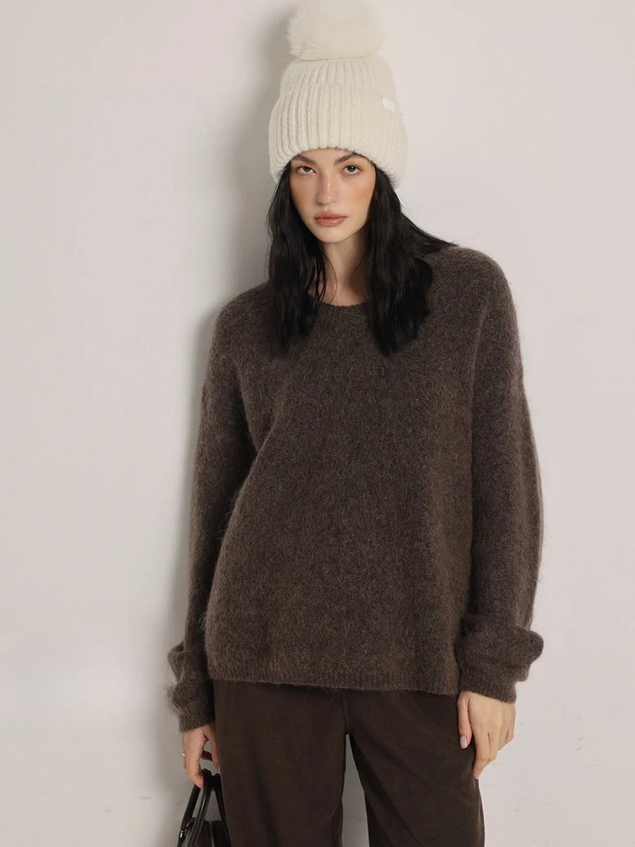 Loose Fit Cashmere Knitwear Coffee Color Lazy Style round Neck Pullover Sweater for Women Casual Comfortable Soft Long Sleeve
Loose Fit Cashmere Knitwear Coffee Color Lazy Style round Neck Pullover Sweater for Women Casual Comfortable Soft Long Sleeve