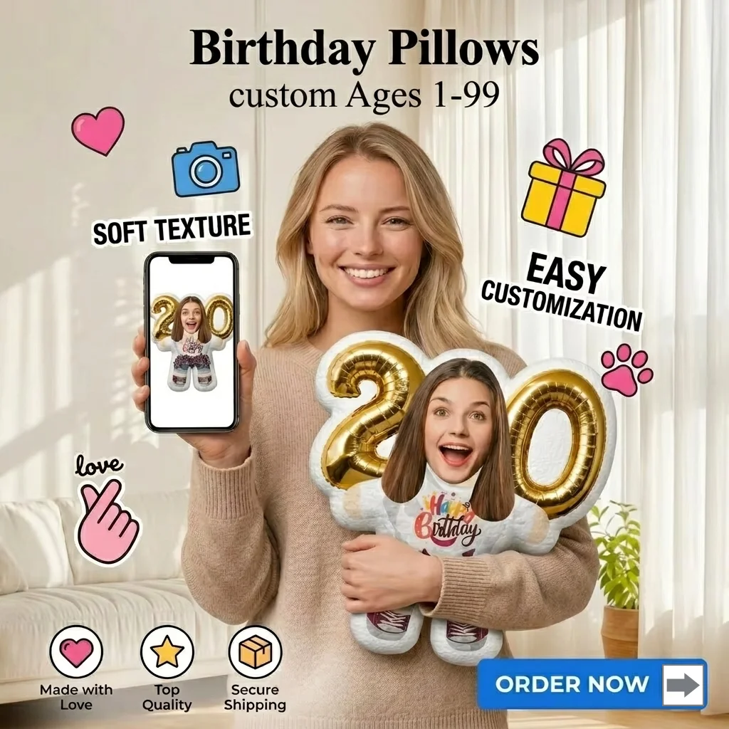 New Customized Age-themed Personalized Photo Pillow - A Birthday Gift For Family Friends And Colleagues Birthday Decoration Gift
New Customized Age-themed Personalized Photo Pillow - A Birthday Gift For Family Friends And Colleagues Birthday Decoration Gift