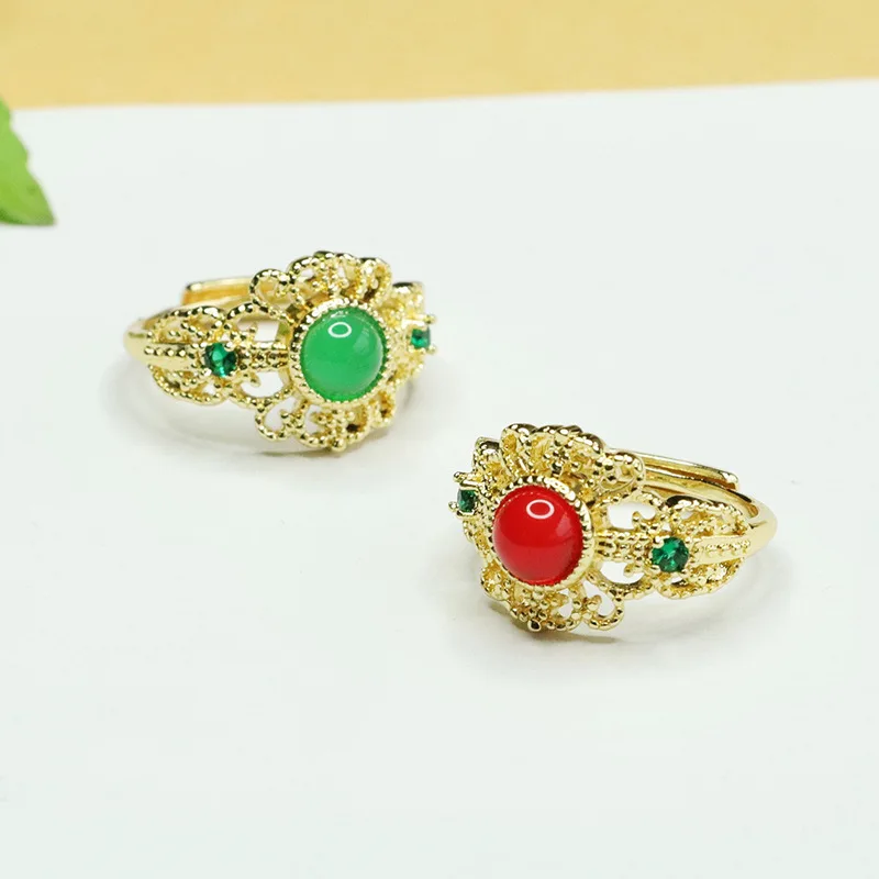 Natural agate ring, emperor green chalcedony ring, court style
Natural agate ring, emperor green chalcedony ring, court style