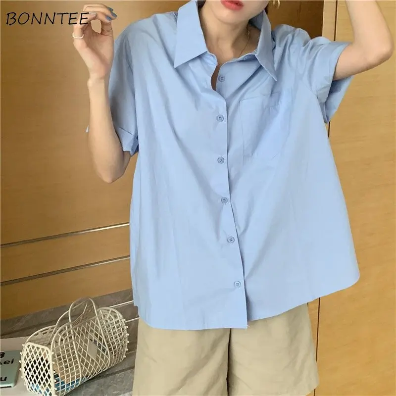 Shirts Women Loose Unisex Summer Simple Office Ladies Short Sleeve Casual Korean Style Fashion Basic All-match Streetwear Ins
Shirts Women Loose Unisex Summer Simple Office Ladies Short Sleeve Casual Korean Style Fashion Basic All-match Streetwear Ins