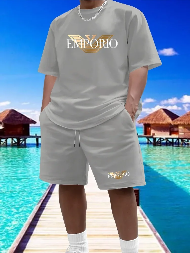 Men's Summer Beach Sports Suit Casual Outdoor Basketball Sports Comfortable Two-Piece Set with Fashion Loose T-Shirt And Shorts
Men's Summer Beach Sports Suit Casual Outdoor Basketball Sports Comfortable Two-Piece Set with Fashion Loose T-Shirt And Shorts