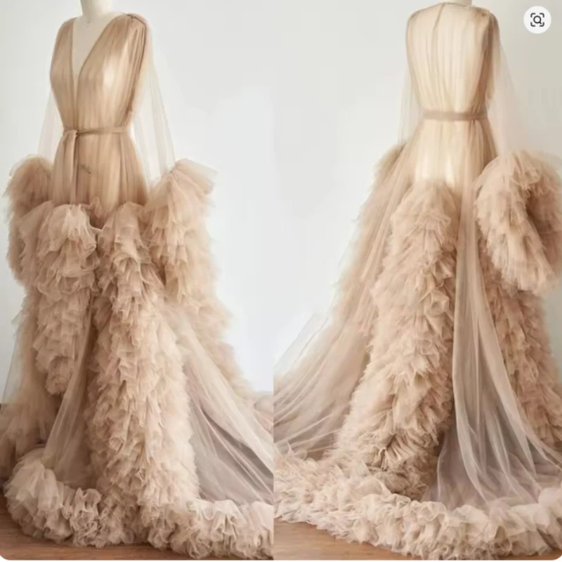Women's Dressing Gown Perspective Sheer Long Tulle Robe Puffy Pregnancy Maternity Dress for Baby Shower Nightgown Sleepwear
Women's Dressing Gown Perspective Sheer Long Tulle Robe Puffy Pregnancy Maternity Dress for Baby Shower Nightgown Sleepwear