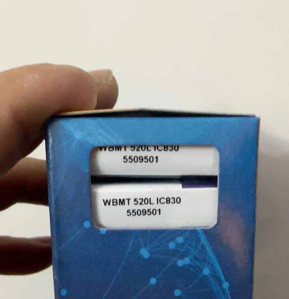 Hard alloy cutting blades WBMT060102L IC830 
Hard alloy cutting blades WBMT060102L IC830