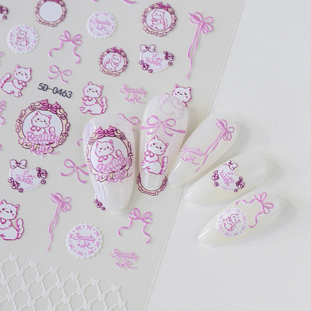 1Pcs 5D Elegant Pink Cat/Bowknot Nail Art Stickers Ribbon Lattice Lace Frame Self-Adhesive Nail Decals Cute Manicure Decor Slide
1Pcs 5D Elegant Pink Cat/Bowknot Nail Art Stickers Ribbon Lattice Lace Frame Self-Adhesive Nail Decals Cute Manicure Decor Slide