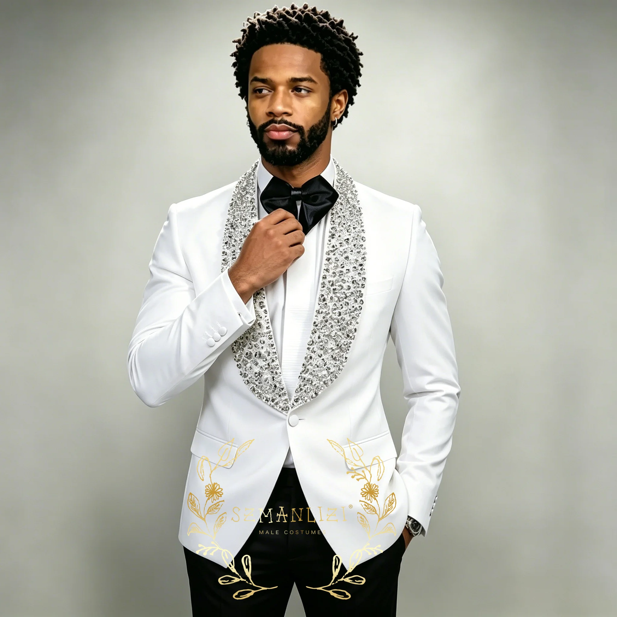 Luxury White Men's Suits Crystal Beads Slim Fit Wedding Groom Tuxedos Shawl Lapel Male Party Blazer Sets 2 Pieces Jacket Pants
Luxury White Men's Suits Crystal Beads Slim Fit Wedding Groom Tuxedos Shawl Lapel Male Party Blazer Sets 2 Pieces Jacket Pants