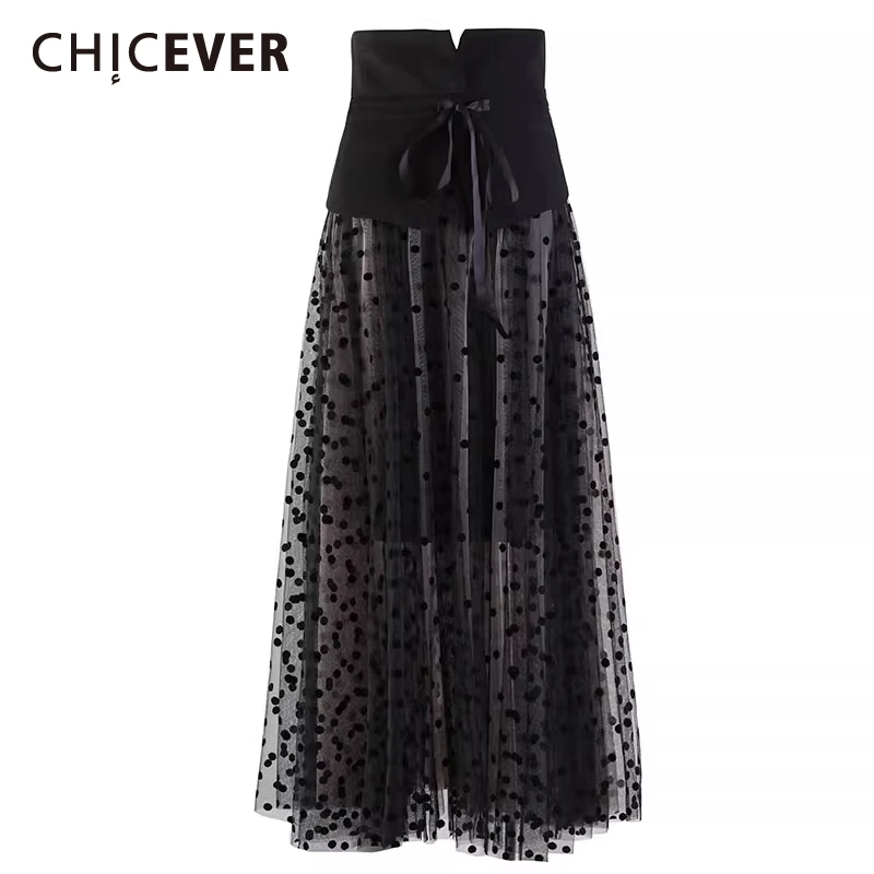 CHICEVER French Retro Dot Printing Mesh Skirt for Women High Waist Patchwork Lace Up Temperament Evening Maxi Skirts Female New
CHICEVER French Retro Dot Printing Mesh Skirt for Women High Waist Patchwork Lace Up Temperament Evening Maxi Skirts Female New