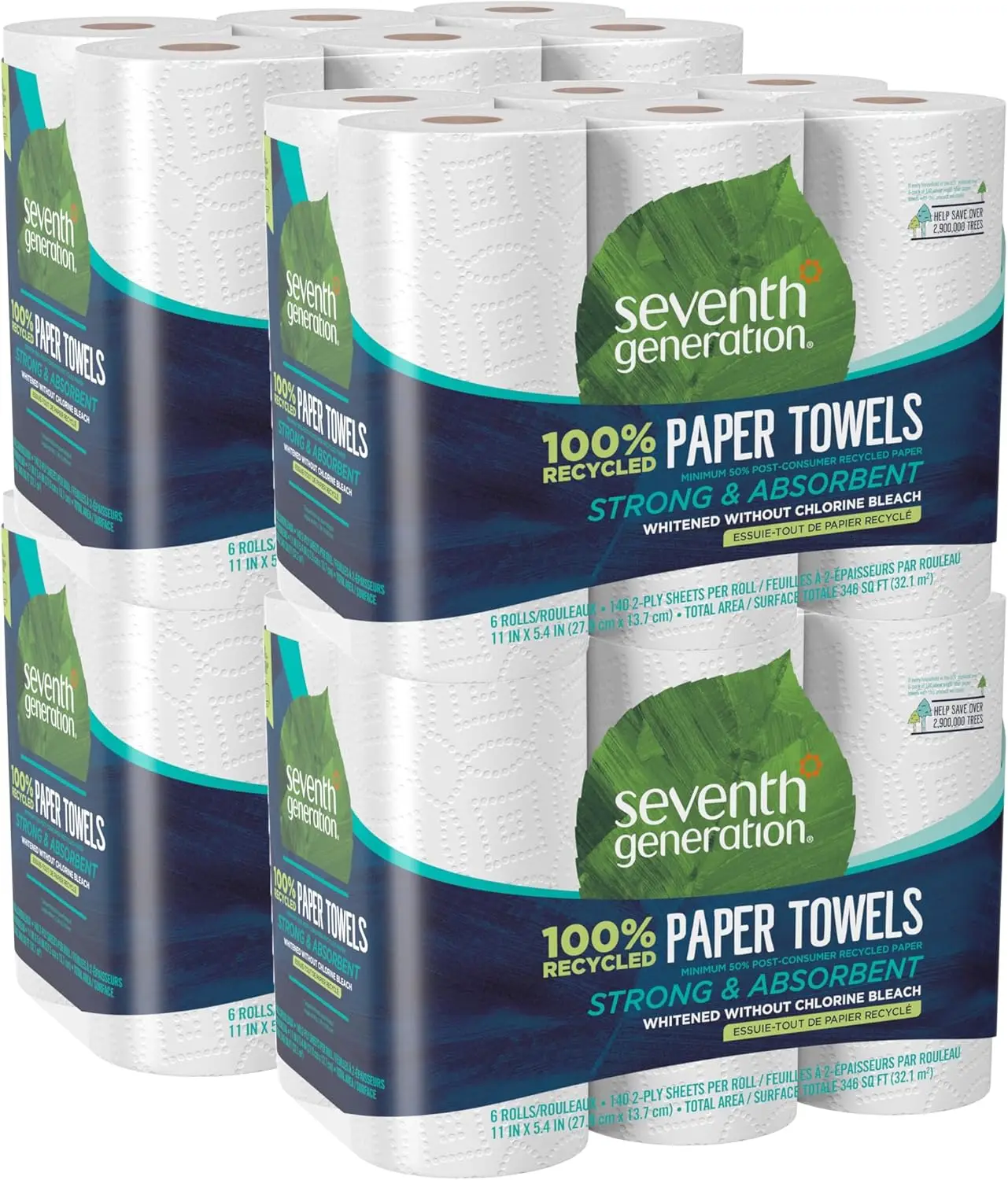 Eco-Friendly 2-Ply Paper Towels, 4-Pack with 6 Rolls, 100% Recycled for Sustainable Cleaning
Eco-Friendly 2-Ply Paper Towels, 4-Pack with 6 Rolls, 100% Recycled for Sustainable Cleaning