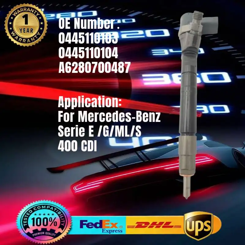 0445110103 0445110104 A6280700487 Common Rail Fuel Injector for Mercedes-Benz Serie E/G/ML/S 400 CDI OM628.960,
0445110103 0445110104 A6280700487 Common Rail Fuel Injector for Mercedes-Benz Serie E/G/ML/S 400 CDI OM628.960,