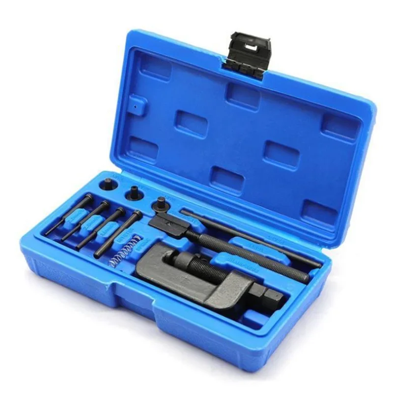 Мотоциклетный 4-контактный цепной резак, разветвитель, клепальный инструмент, набор для ремонта заклепок для цепи 415/420/428/520/525/530/630 мотоцикла 
Мотоциклетный 4-контактный цепной резак, разветвитель, клепальный инструмент, набор для ремонта заклепок для цепи 415/420/428/520/525/530/630 мотоцикла