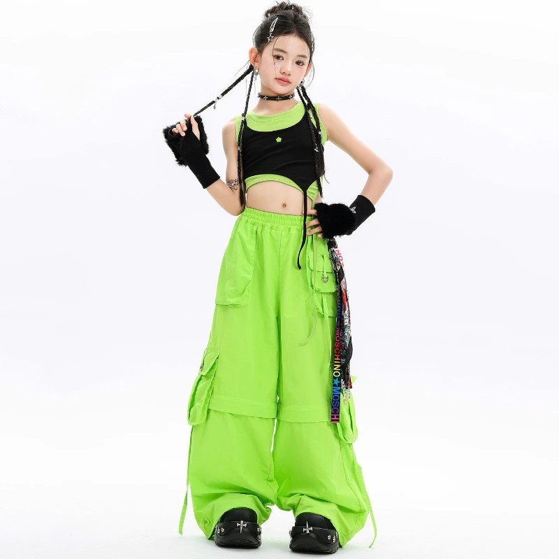 Girls Hip Hop Street Dance Clothes Set Summer Sleeveless Tops Green Cargo Pants Group Cool Jazz Dance Kpop Performance Costumes
Girls Hip Hop Street Dance Clothes Set Summer Sleeveless Tops Green Cargo Pants Group Cool Jazz Dance Kpop Performance Costumes