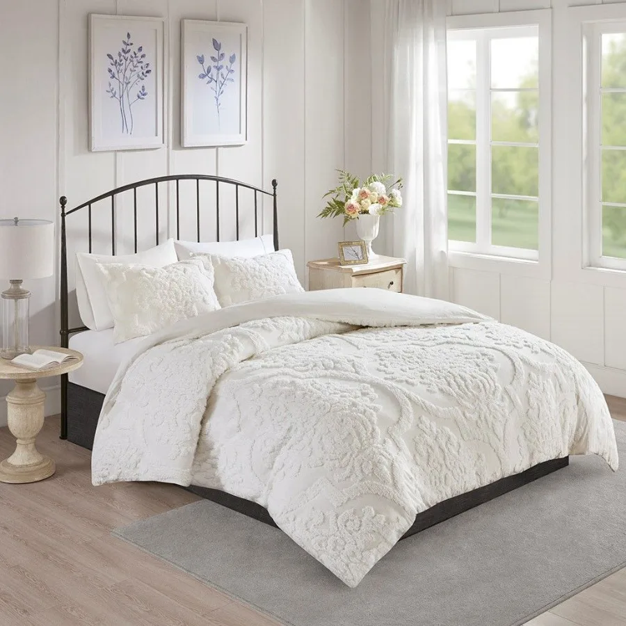 3 Piece Tufted Cotton Chenille Damask Duvet Cover Set
3 Piece Tufted Cotton Chenille Damask Duvet Cover Set