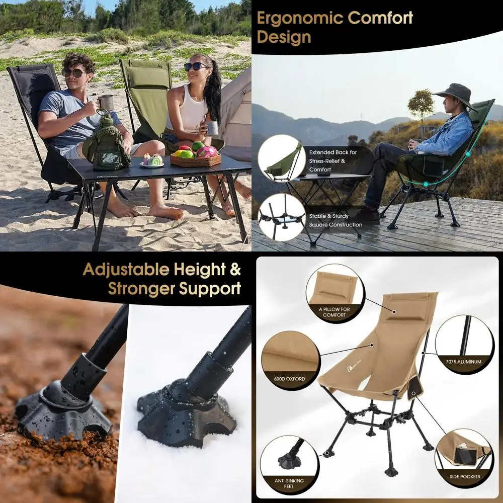 Elevated Folding Camping Chair with Adjustable Height, Anti-Sink Feet, and Spacious Seat - Khaki
Elevated Folding Camping Chair with Adjustable Height, Anti-Sink Feet, and Spacious Seat - Khaki