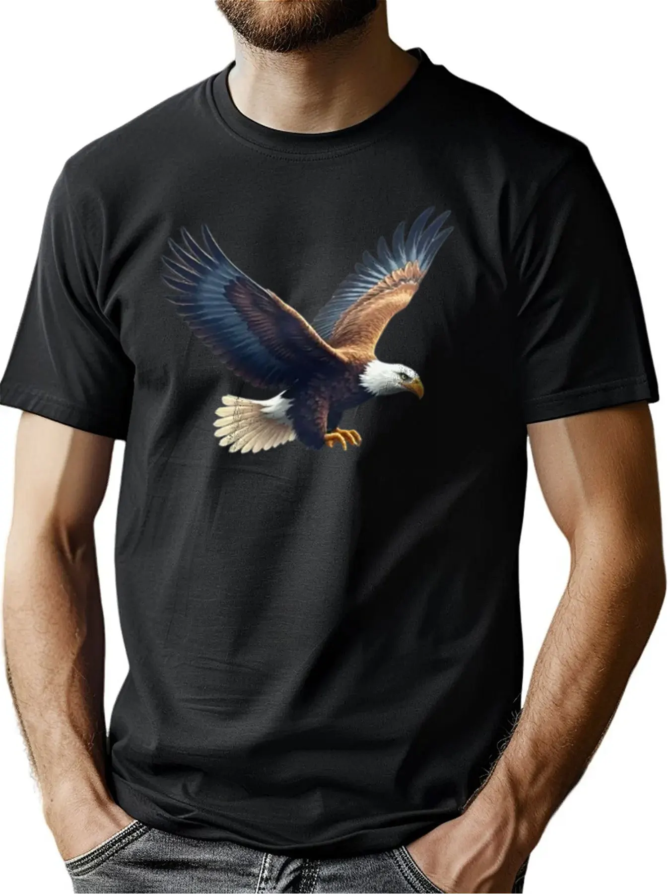 Premium Comfort Cotton Men's Crew Neck Tee With Flying Eagle Print Birthday Gift Machine Washable For Active Men Outdoors
Premium Comfort Cotton Men's Crew Neck Tee With Flying Eagle Print Birthday Gift Machine Washable For Active Men Outdoors