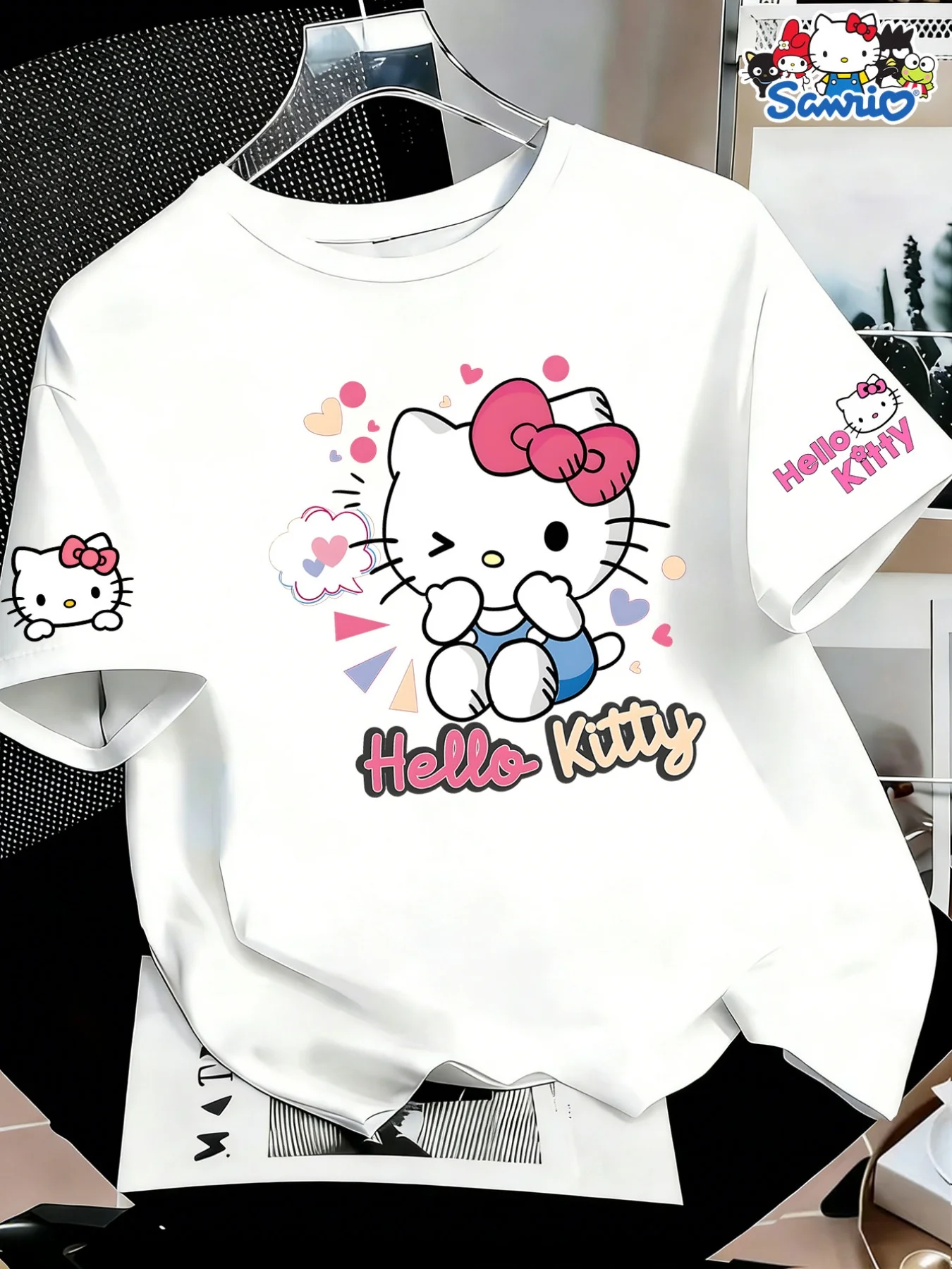 Летняя футболка оверсайз Hello Kitty 2026 из 100% хлопка с милым принтом «Моргающее сердце», унисекс, в стиле Y2K, повседневная, для взрослых и детей
Летняя футболка оверсайз Hello Kitty 2026 из 100% хлопка с милым принтом «Моргающее сердце», унисекс, в стиле Y2K, повседневная, для взрослых и детей