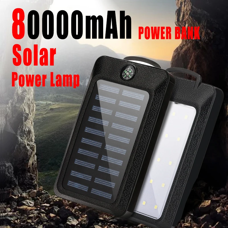 80000mAh Solar Power Bank Large Capacity Mobile Power Fast Charging With Camping Light Dual USB For iPhone Samsung Xiaomi
80000mAh Solar Power Bank Large Capacity Mobile Power Fast Charging With Camping Light Dual USB For iPhone Samsung Xiaomi