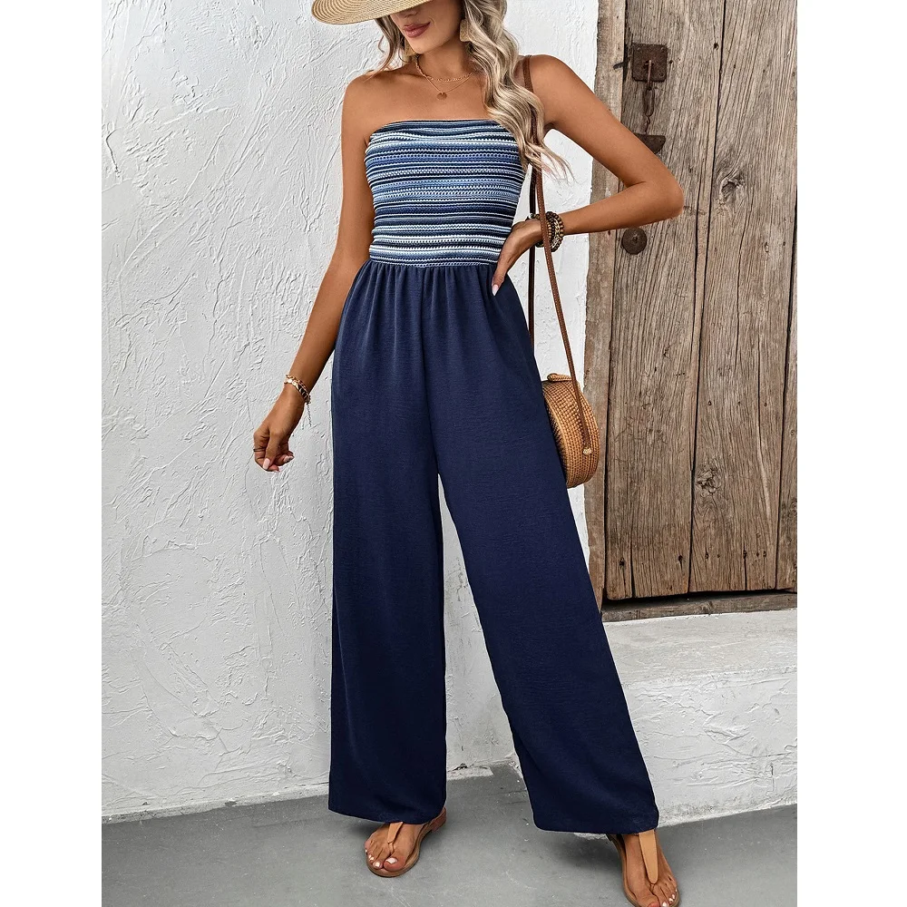 Women Summer Strapless Jumpsuits and Rompers Elastic Striped Straight Playsuits Ladies Boho Casual Bodysuits
Women Summer Strapless Jumpsuits and Rompers Elastic Striped Straight Playsuits Ladies Boho Casual Bodysuits
