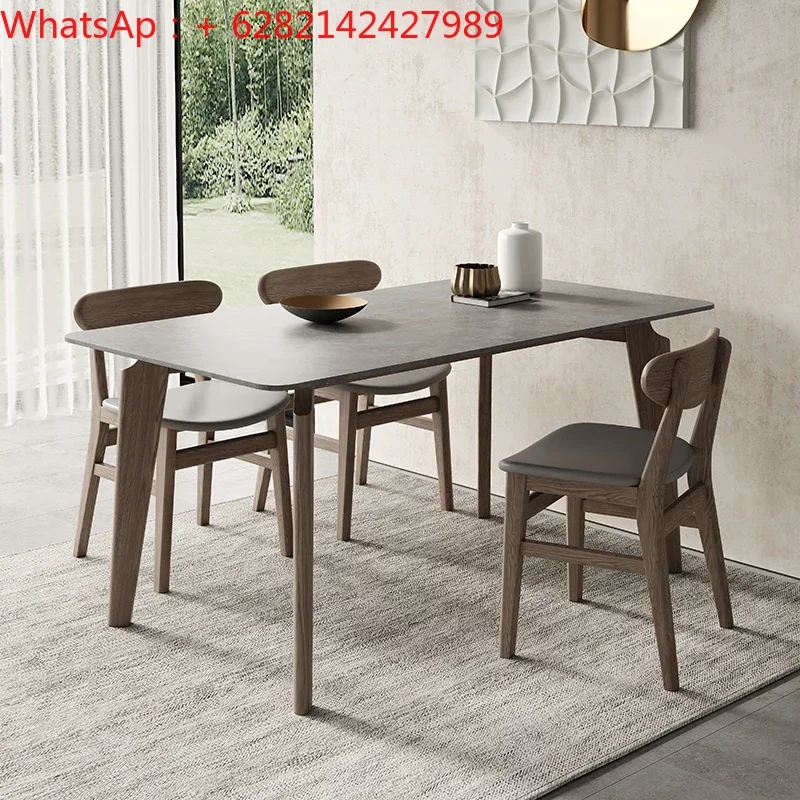 Rock plate dining table solid wood dining table chair combination Nordic light luxury modern simple small apartment type
Rock plate dining table solid wood dining table chair combination Nordic light luxury modern simple small apartment type