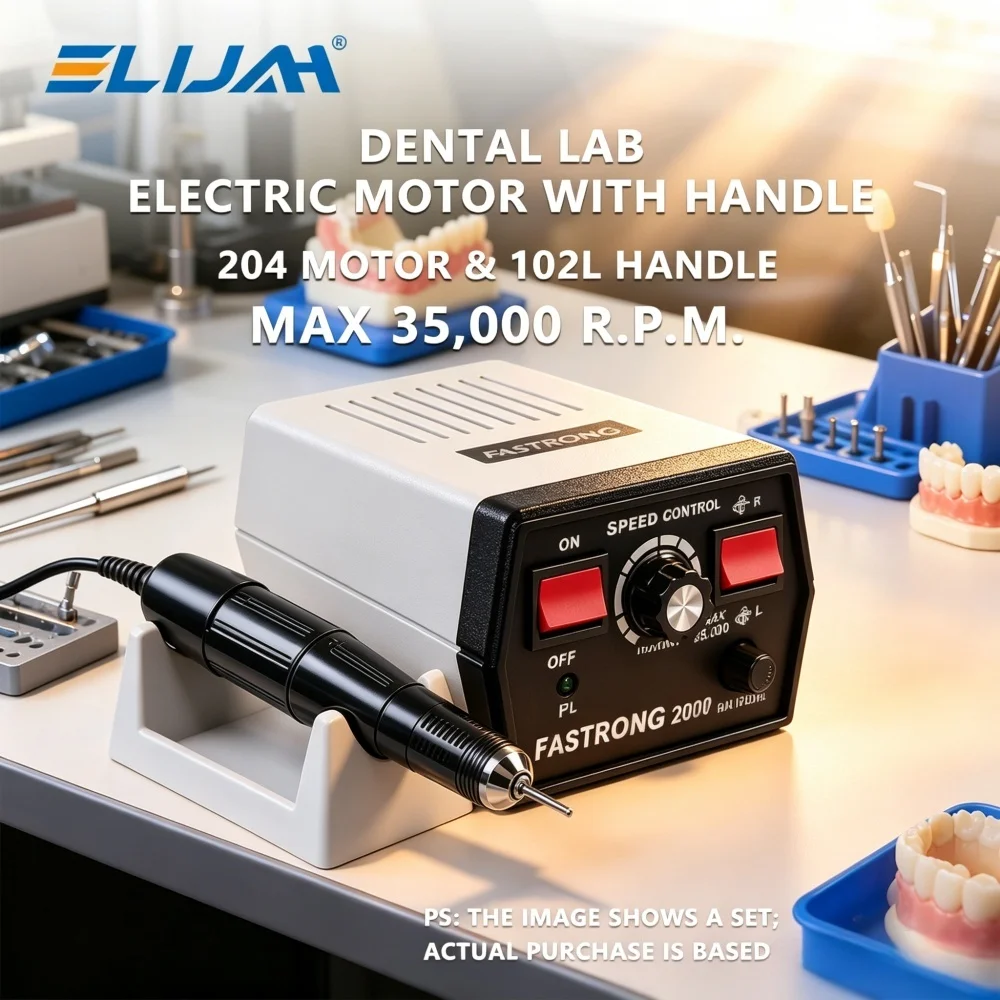 ELIJAH Dental Lab Micromotor 35000RPM with 102L Carbon Brush Handpiece Foot Pedal for Dental Polishing Carving Dentistry Tools
ELIJAH Dental Lab Micromotor 35000RPM with 102L Carbon Brush Handpiece Foot Pedal for Dental Polishing Carving Dentistry Tools