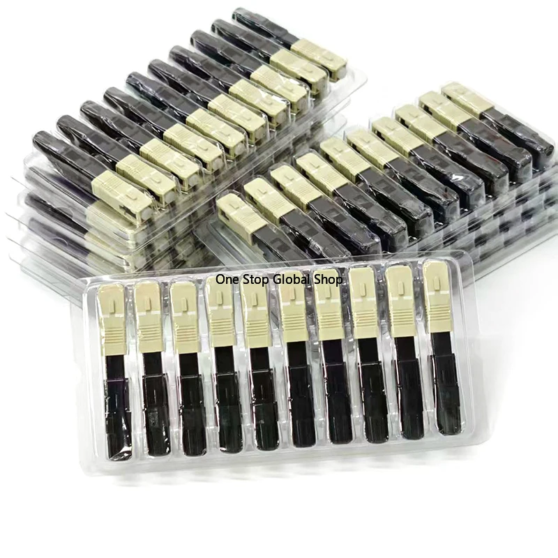 100PCS FTTH SC/UPC Multi Mode Optical Fiber Fast Connector Embedded SC MM Fiber Optic Quick Connectors 50/125