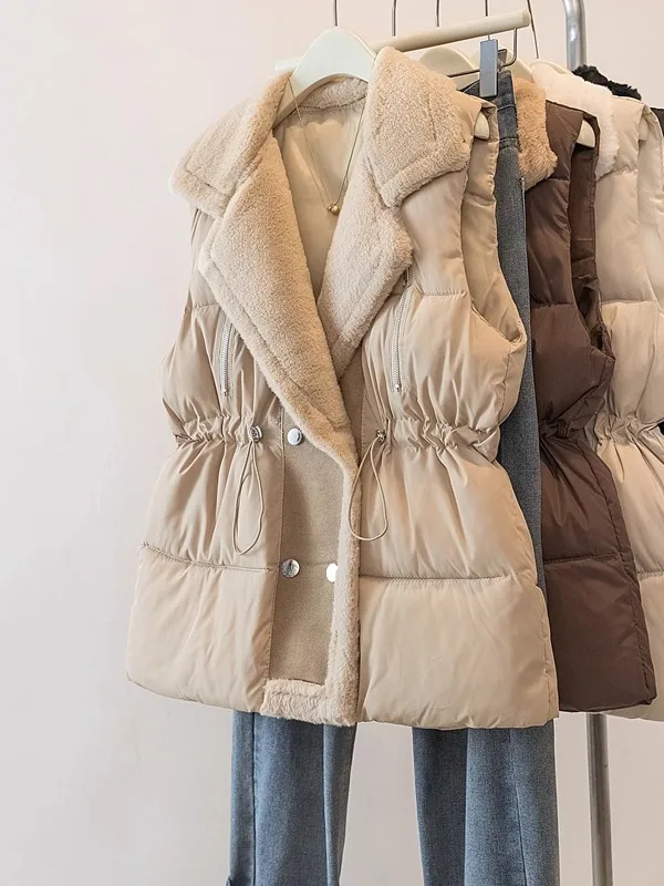 Женский жилет больших размеров с воротником из овечьей шерсти, двубортный, с эффектом утяжки талии, универсальная верхняя одежда для осени и зимы, модный тренд
Женский жилет больших размеров с воротником из овечьей шерсти, двубортный, с эффектом утяжки талии, универсальная верхняя одежда для осени и зимы, модный тренд