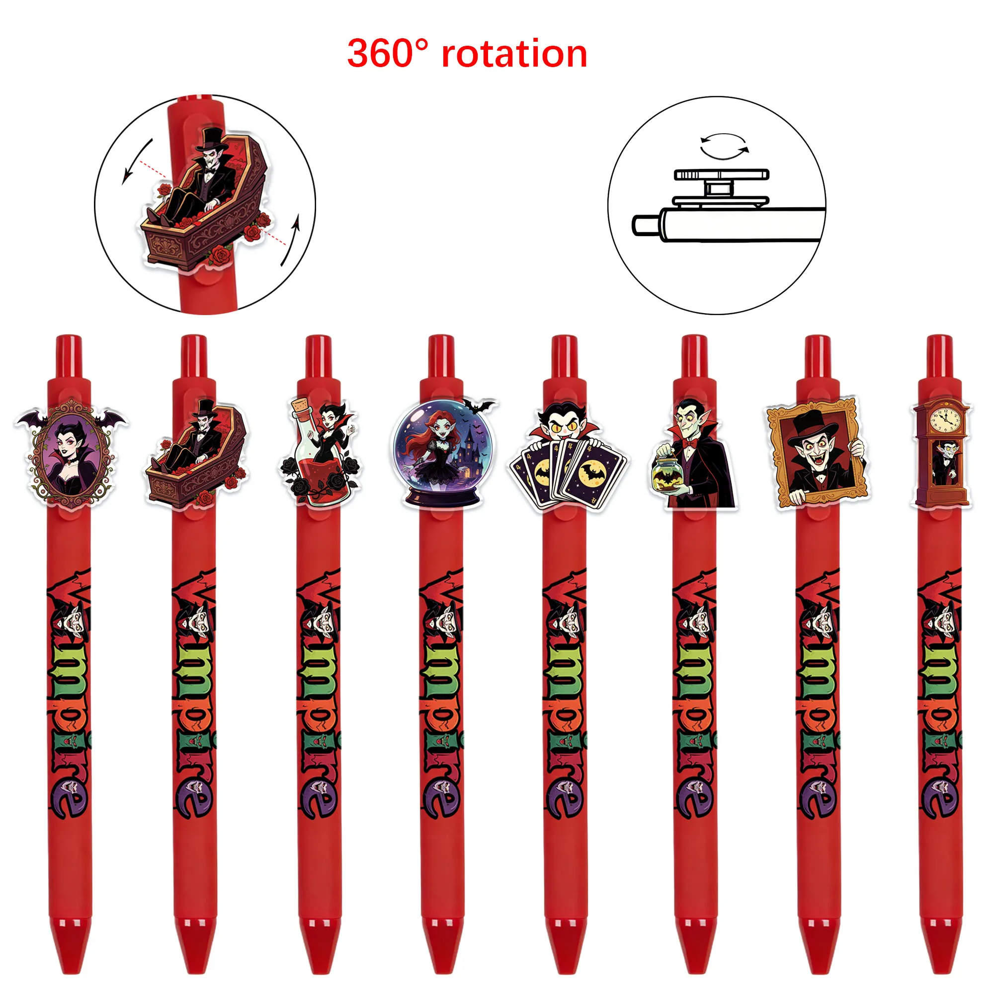 16pcs Victorian Castle Noble Vampire Theme Press Ball Pattern to Rotate Writing Smooth Black Ink Student Writing Gift Pen
16pcs Victorian Castle Noble Vampire Theme Press Ball Pattern to Rotate Writing Smooth Black Ink Student Writing Gift Pen