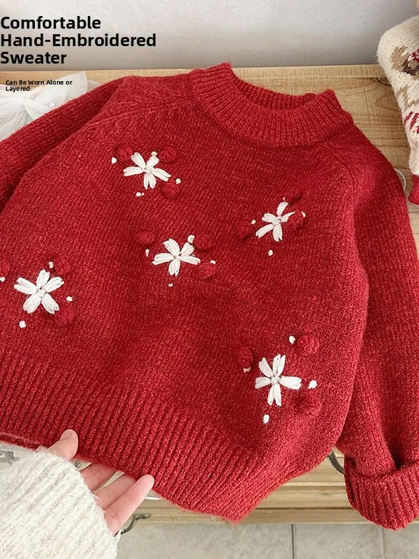 Girls Thiened Winter Knitted Sweater Sweet Sle Long Sve Overhead Soft Cotton Handmade Embroidery Two-Piece Set Warmth
Girls Thiened Winter Knitted Sweater Sweet Sle Long Sve Overhead Soft Cotton Handmade Embroidery Two-Piece Set Warmth