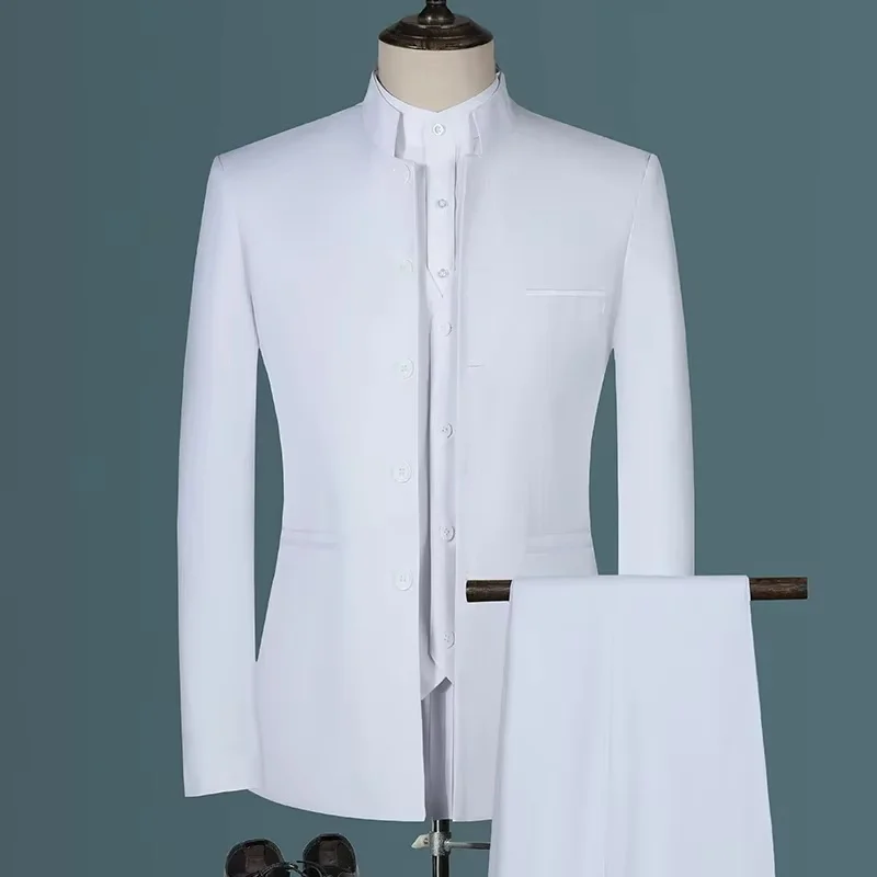 Classic Solid Men Tuxedos Business Chinese Mountain Lapel Suit Set 3-Piece High Quality Wedding Party Dress Set Blazer+Pants
Classic Solid Men Tuxedos Business Chinese Mountain Lapel Suit Set 3-Piece High Quality Wedding Party Dress Set Blazer+Pants
