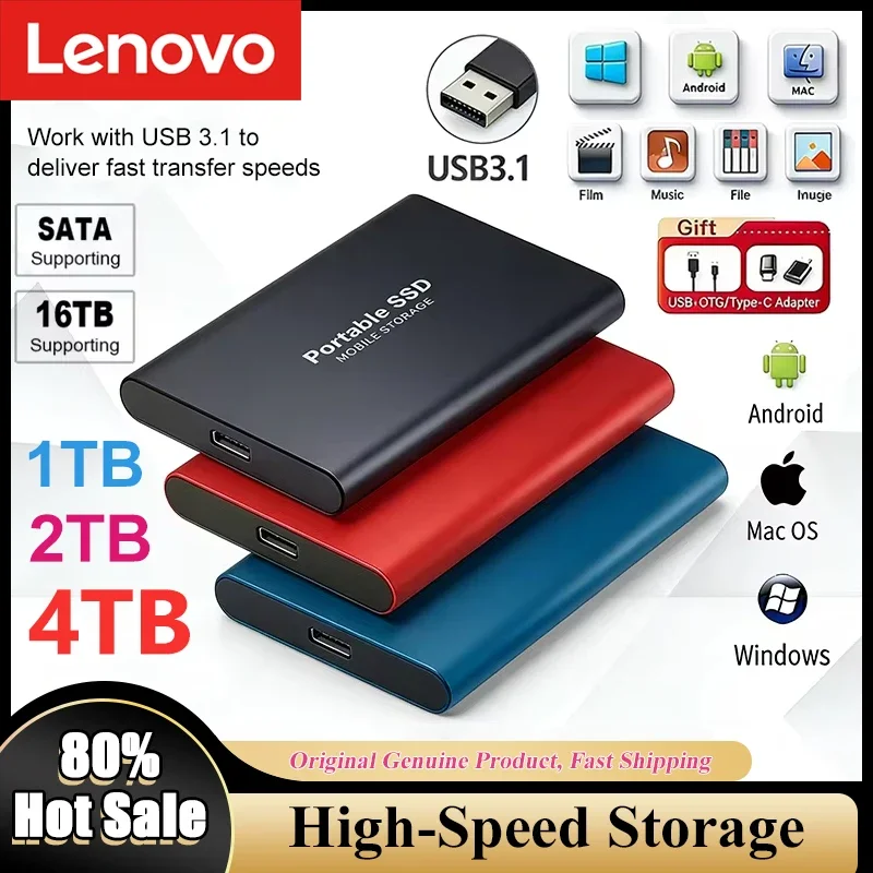 Внешний портативный SSD-накопитель Lenovo 1 ТБ, 2 ТБ, 4 ТБ, высокоскоростной жесткий диск для настольных ПК, мобильных устройств и ноутбуков
Внешний портативный SSD-накопитель Lenovo 1 ТБ, 2 ТБ, 4 ТБ, высокоскоростной жесткий диск для настольных ПК, мобильных устройств и ноутбуков