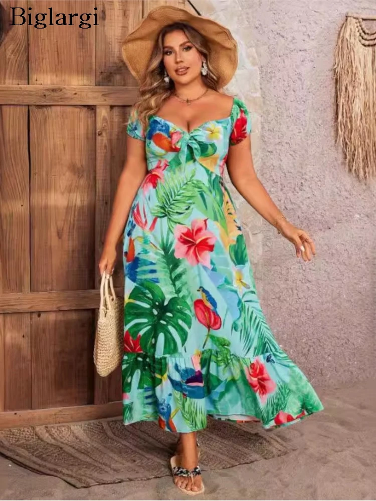 Plus Size Summer Flower Floral Long Dress Women Slim Waist Sexy Bodycon Fashion Ruffle Pleated Ladies Dresses V-Neck Woman Dress
Plus Size Summer Flower Floral Long Dress Women Slim Waist Sexy Bodycon Fashion Ruffle Pleated Ladies Dresses V-Neck Woman Dress
