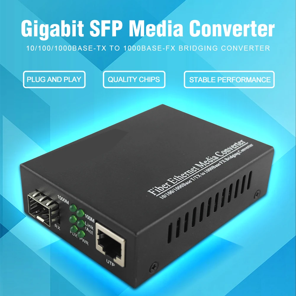 Волоконно-оптический медиа-конвертер SFP RJ45, 1000 Мбит/с, переключатель трансивера SFP с модулем SFP, совместимый с Cisco,Mikrotik,Huawei
Волоконно-оптический медиа-конвертер SFP RJ45, 1000 Мбит/с, переключатель трансивера SFP с модулем SFP, совместимый с Cisco,Mikrotik,Huawei