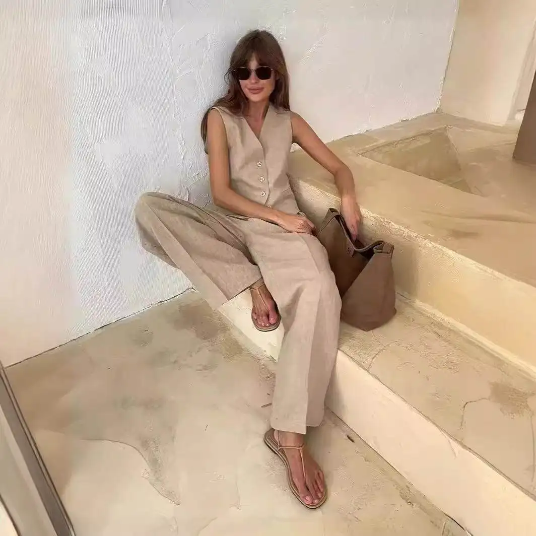Fashionable Sleeveless Low Waist Casual Pants Women's Vest And Pants Set Spring Summer New Style Two Piece Set Casual Wear
Fashionable Sleeveless Low Waist Casual Pants Women's Vest And Pants Set Spring Summer New Style Two Piece Set Casual Wear