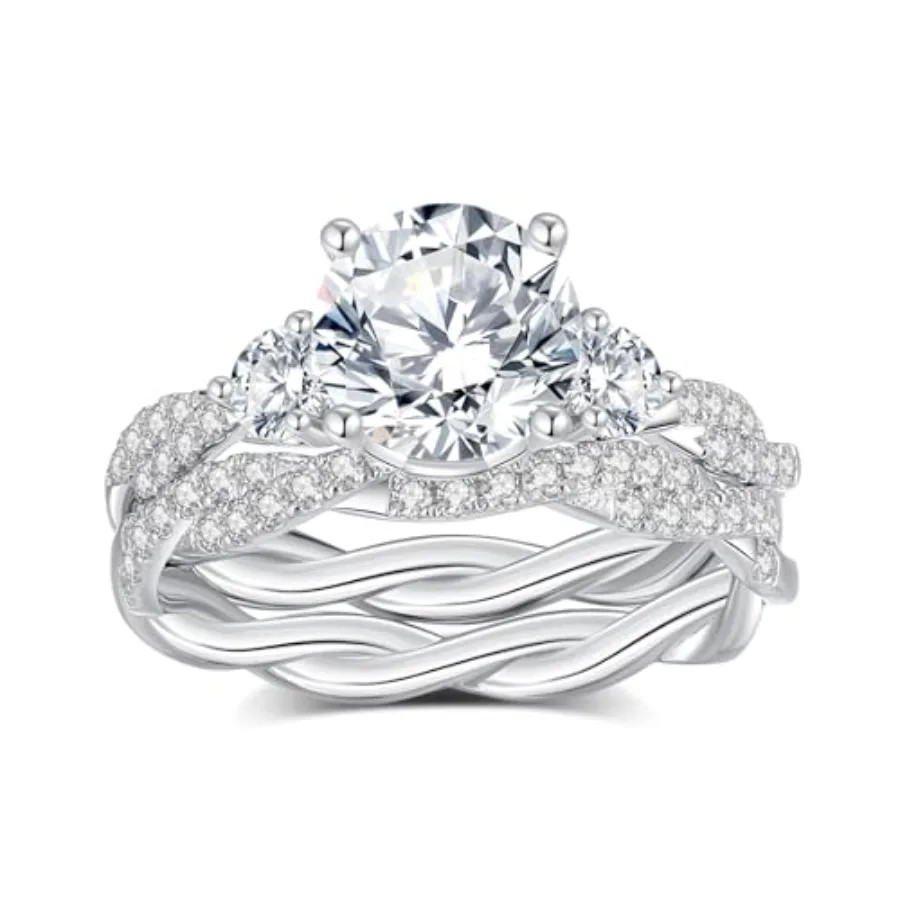 Moissanite Wedding Ring Sets D Color VVS1 Moissanite Ring Sets, Moissanite Engagement Ring 18K White Gold Plated 925 Sterling S
Moissanite Wedding Ring Sets D Color VVS1 Moissanite Ring Sets, Moissanite Engagement Ring 18K White Gold Plated 925 Sterling S