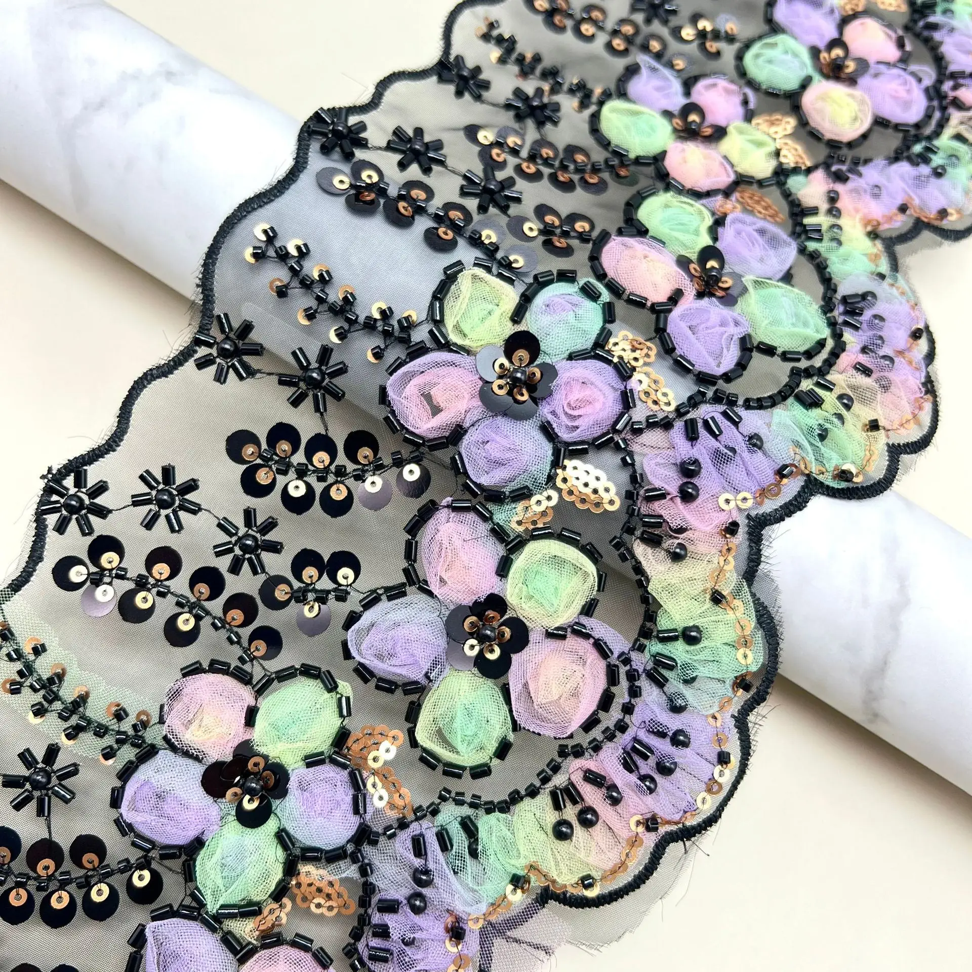 10Yards 13cm Black Exquisite Sequin Bead Flower Mesh Embroidery Lace, DIY Handmade Fabric, Children's Dance Skirt Accessories
10Yards 13cm Black Exquisite Sequin Bead Flower Mesh Embroidery Lace, DIY Handmade Fabric, Children's Dance Skirt Accessories