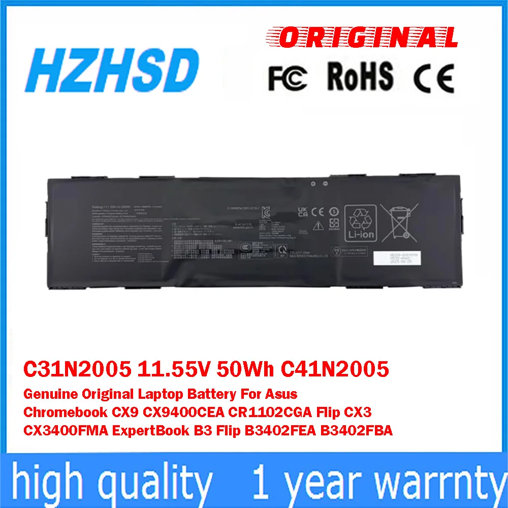 C31N2005 11.55V 50Wh C41N2005 Genuine Original Laptop Battery For Asus Chromebook CX9 CX9400CEA Flip CX3 CX3400FMA ExpertBook B3
C31N2005 11.55V 50Wh C41N2005 Genuine Original Laptop Battery For Asus Chromebook CX9 CX9400CEA Flip CX3 CX3400FMA ExpertBook B3