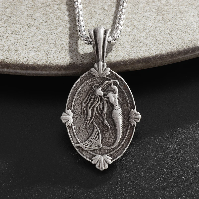 Vintage Mermaid Goddess Medal Pendant Necklace Men Women Punk Hip Hop Jewelry Gift
Vintage Mermaid Goddess Medal Pendant Necklace Men Women Punk Hip Hop Jewelry Gift