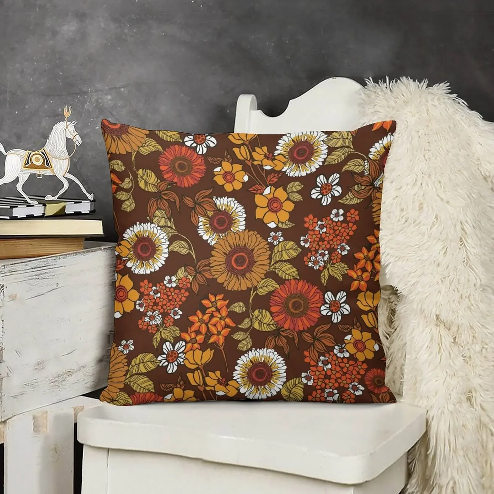 70s vintage boho flowers, orange, browns, hippie, flower power Throw Pillow Decorative pillow case Luxury Sofa Cushions pillow
70s vintage boho flowers, orange, browns, hippie, flower power Throw Pillow Decorative pillow case Luxury Sofa Cushions pillow
