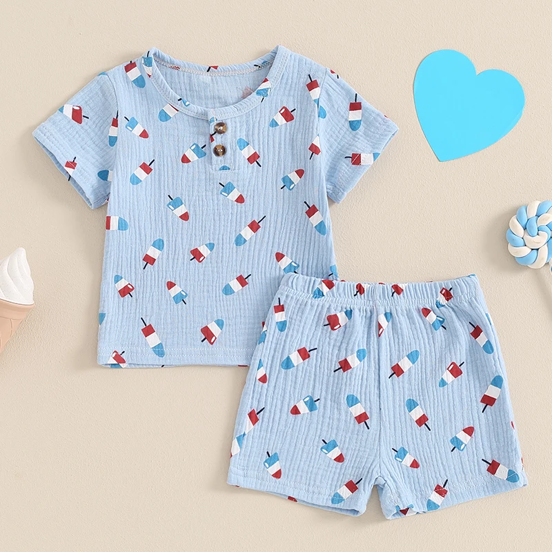 2024-03-26 Lioraitiin Toddler Boy 4th of Julty Outfit Ice Cream Print Short Sleeve Tops with Elastic Waist Shorts 2 Pcs Clothes
2024-03-26 Lioraitiin Toddler Boy 4th of Julty Outfit Ice Cream Print Short Sleeve Tops with Elastic Waist Shorts 2 Pcs Clothes