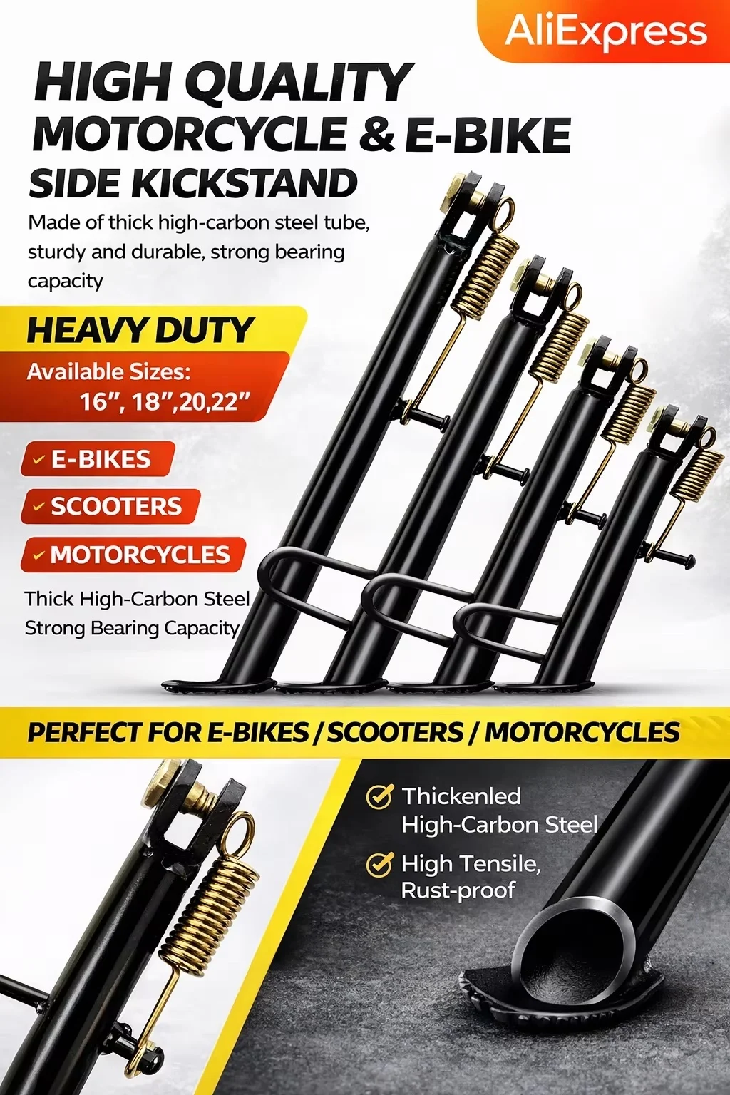 Universal Motorcycle Side Stand Kickstand Heavy Duty Support Bracket for E-bike Scooter Electric Bicycle Parking Foot Side Suppo
Universal Motorcycle Side Stand Kickstand Heavy Duty Support Bracket for E-bike Scooter Electric Bicycle Parking Foot Side Suppo