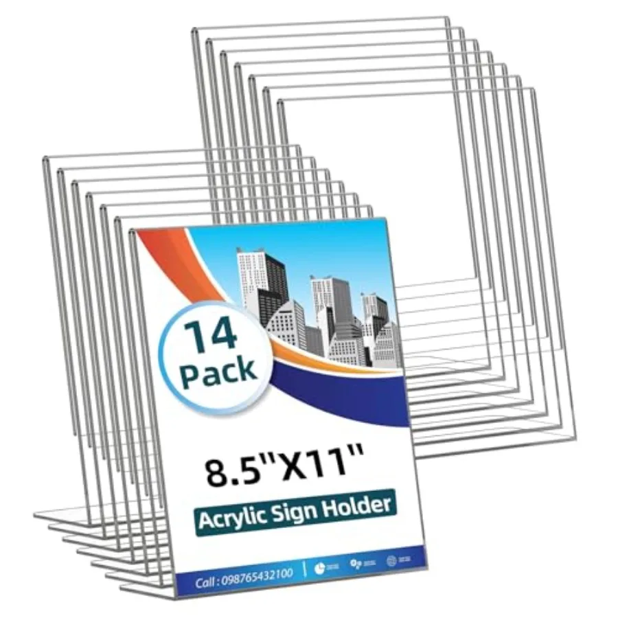 14 Pack Acrylic Sign Holder 8.5x11 Inches, Clear Tabletop Plastic Paper Display Stand, L-Shape Vertical Menu Holder Stand, Phot
14 Pack Acrylic Sign Holder 8.5x11 Inches, Clear Tabletop Plastic Paper Display Stand, L-Shape Vertical Menu Holder Stand, Phot