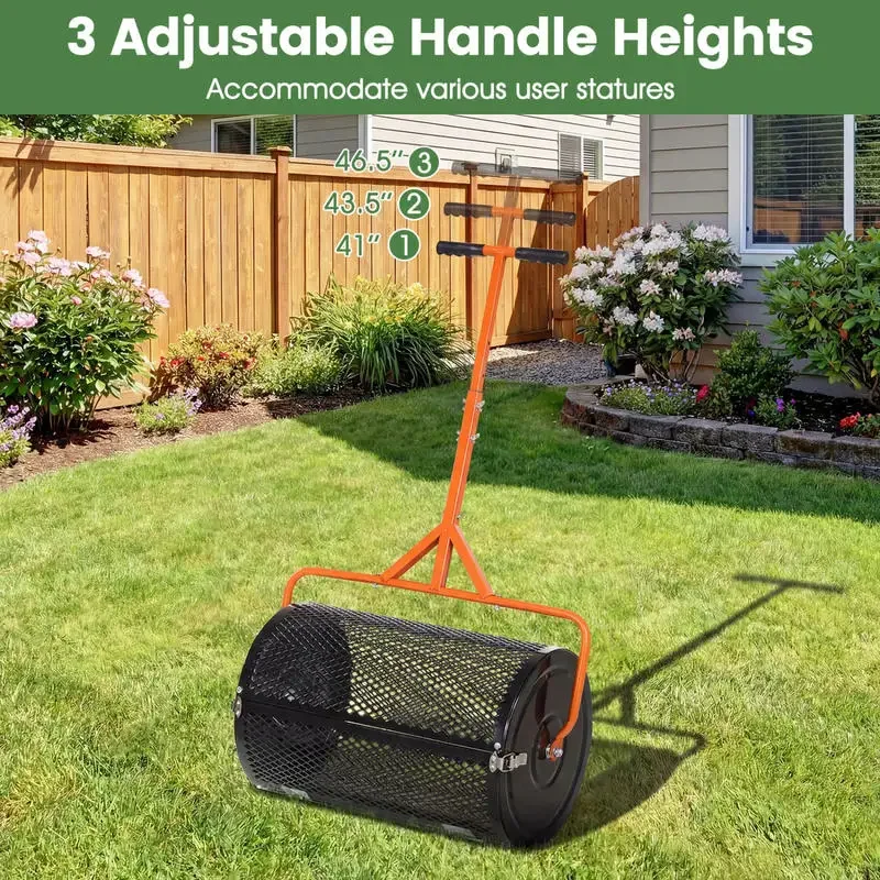 24 Inch Compost Spreader Peat Moss Spreader Roller with Height-Adjustable T-Shaped Handle-Orange
24 Inch Compost Spreader Peat Moss Spreader Roller with Height-Adjustable T-Shaped Handle-Orange