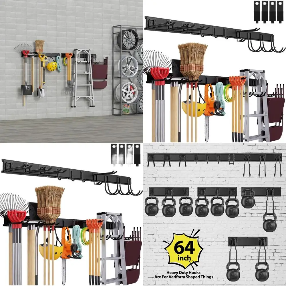 64 Сверхмощная настенная стойка для садовых инструментов, регулируемый органайзер для инструментов и оборудования для двора
64 Сверхмощная настенная стойка для садовых инструментов, регулируемый органайзер для инструментов и оборудования для двора