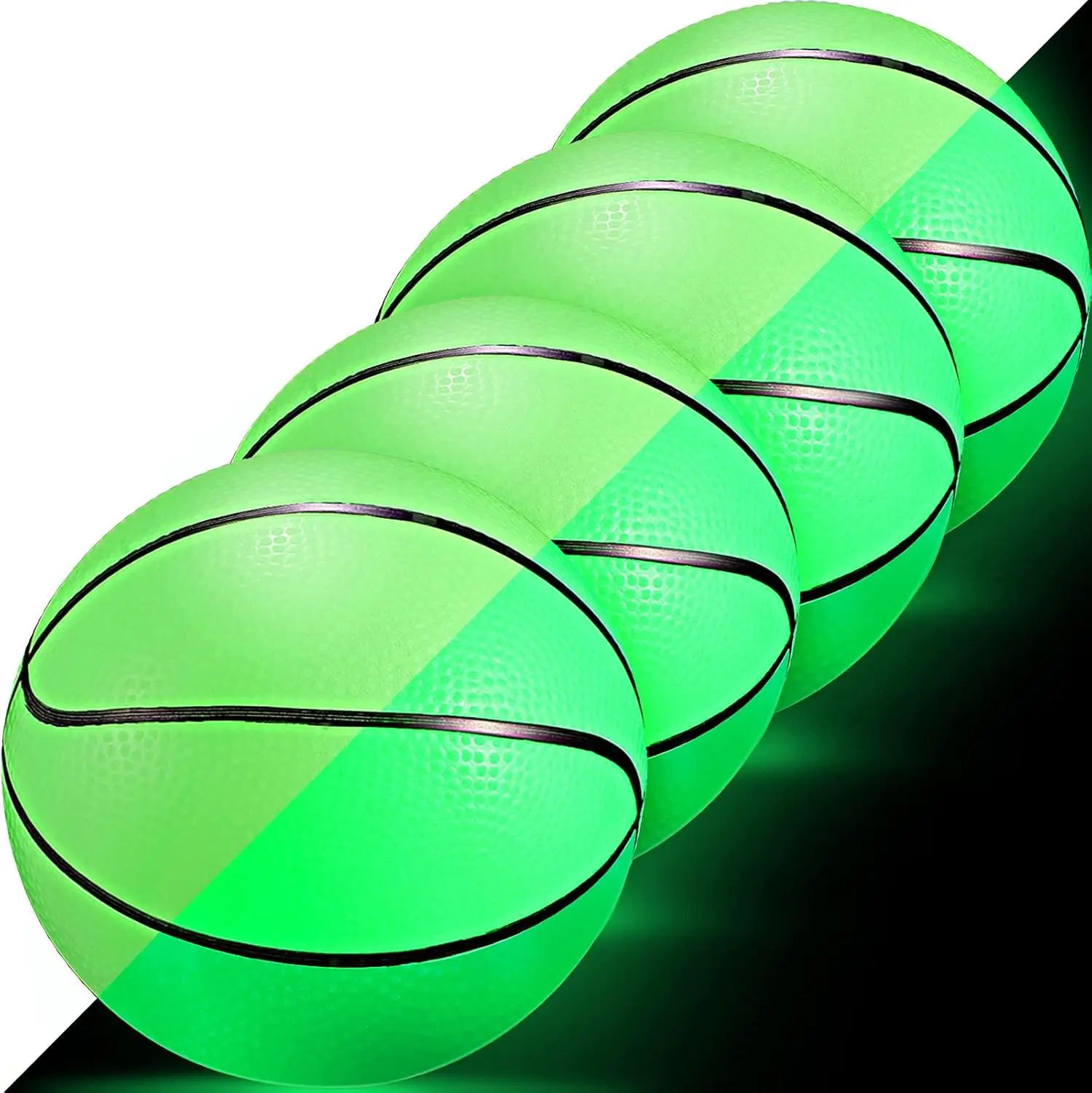 4 Pcs Glow in the Dark Mini Basketballs 6.3" PVC Bouncy Balls for Indoor Play
4 Pcs Glow in the Dark Mini Basketballs 6.3" PVC Bouncy Balls for Indoor Play