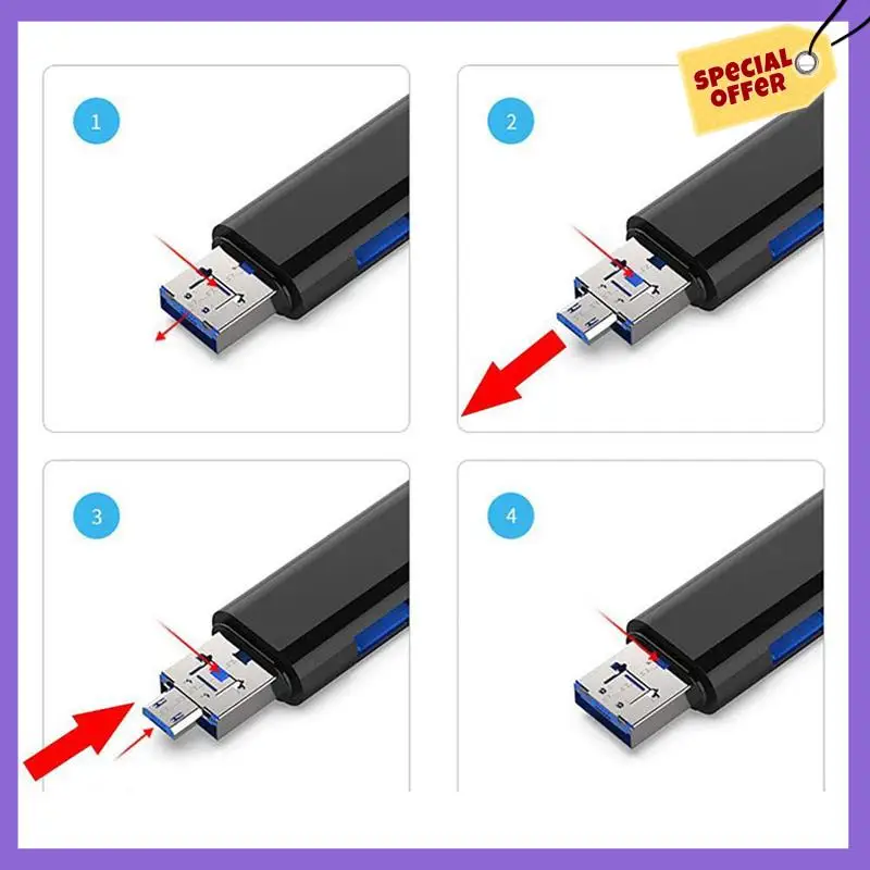 -A96Z 3X 5-In-1 Multifunctional OTG Card Reader Micro-SD / SD Card / USB Reader Support TF Android Type-C Phone / Computer
-A96Z 3X 5-In-1 Multifunctional OTG Card Reader Micro-SD / SD Card / USB Reader Support TF Android Type-C Phone / Computer