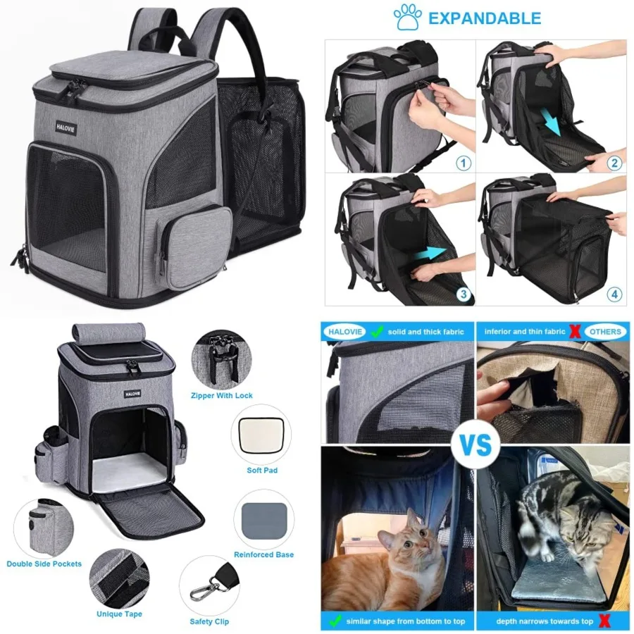 Pet Carrier Backpack Expandable for Cats Dogs Under 18 LB, Breathable Mesh Cat Backpack Carrier Bag, Foldable Dog Backpack Carr
Pet Carrier Backpack Expandable for Cats Dogs Under 18 LB, Breathable Mesh Cat Backpack Carrier Bag, Foldable Dog Backpack Carr