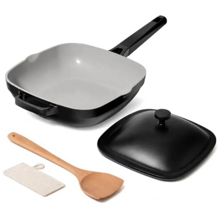 10.5 Inch 3.8QT Ceramic Pan with Lid, Non Stick Frying Pans Cast Aluminum Deep Sauté Pans, Ti-Ceramic Non Toxic Pix Pan with Wo
10.5 Inch 3.8QT Ceramic Pan with Lid, Non Stick Frying Pans Cast Aluminum Deep Sauté Pans, Ti-Ceramic Non Toxic Pix Pan with Wo